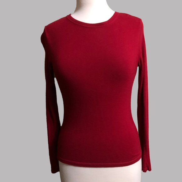 Red spun bamboo Long sleeve top - Picture 1 of 5